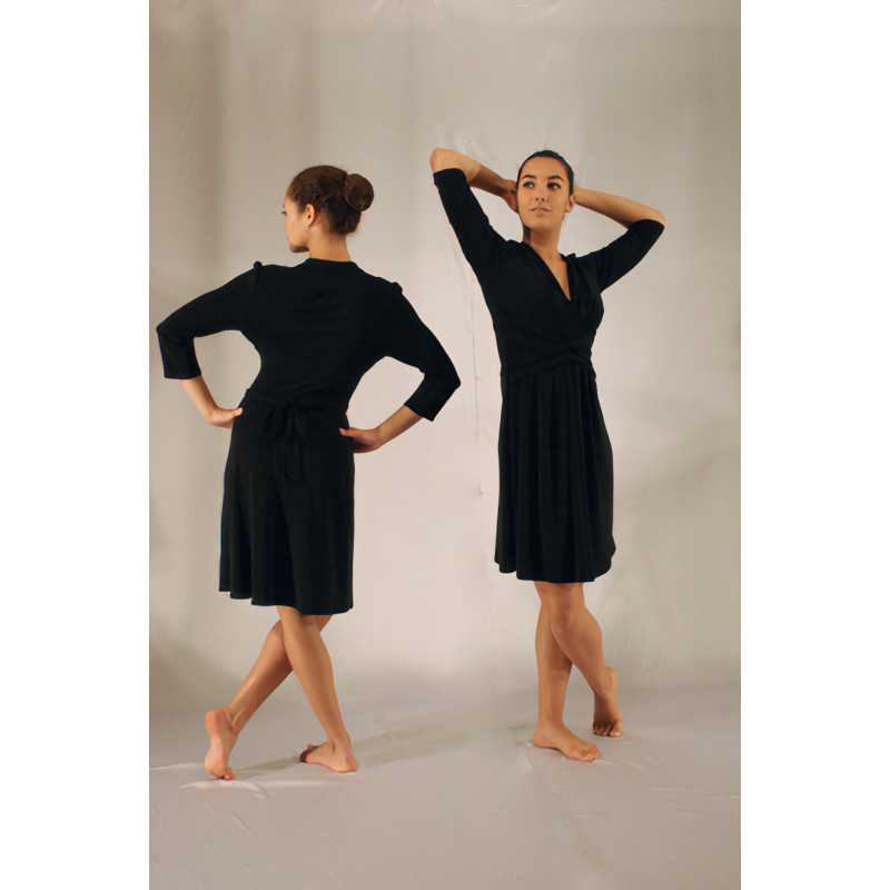 GR18K - Robe noire manche trois quart GR18K - Robe noire manche trois quart