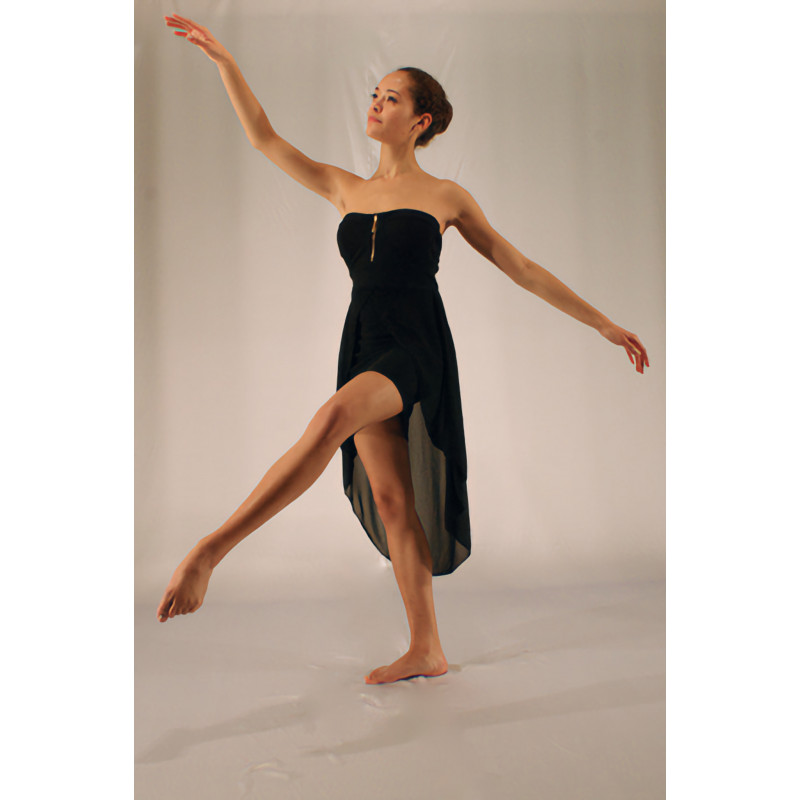 GR18M - Robe bustier noire en lycra mousseline GR18M - Robe bustier noire en lycra mousseline
