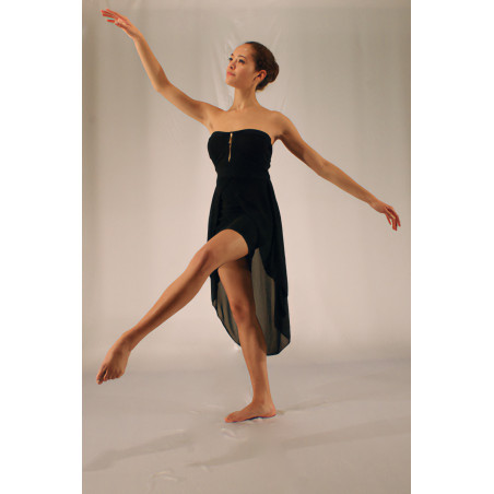 GR18M - Robe bustier noire en lycra mousseline