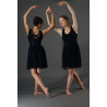 GR18S - Robe de soirée noire en lycra et nid d'abeilles