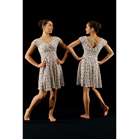 GR17A - Robe liberty bleu et bordeaux