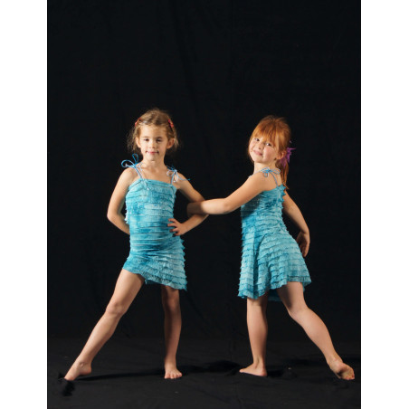 PR24 - Robe bleue à volants gouttes d'eau