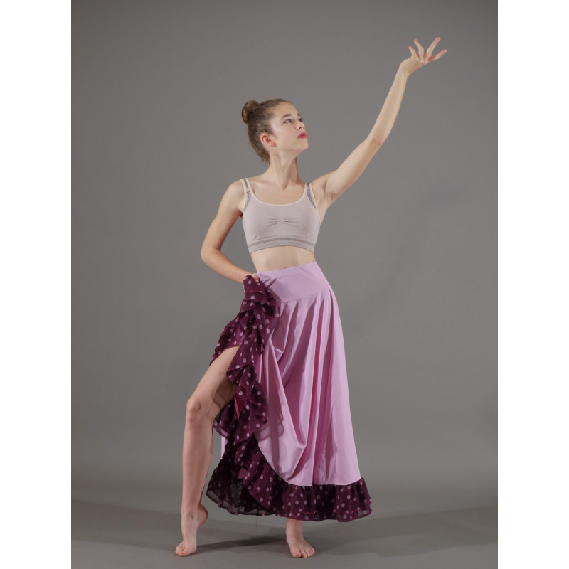 GJL1D - Jupe flamenco rose à volant violet GJL1D - Jupe flamenco rose à volant violet