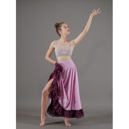 GJL1D - Jupe flamenco rose à volant violet