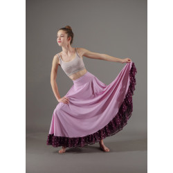 GJL1D - Jupe flamenco rose à volant violet