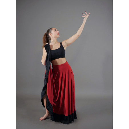 GJL1B - Jupe flamenco rouge à volants noirs