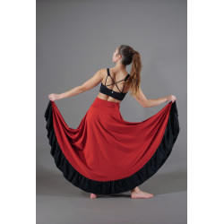 GJL1B - Jupe flamenco rouge à volants noirs