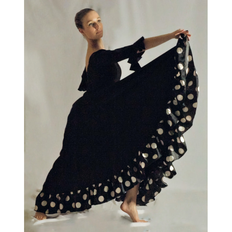 GJL1A - Jupe flamenco noire à pois blancs GJL1A - Jupe flamenco noire à pois blancs