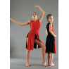 MR35B - Robe fendue rouge et noire avec shorty