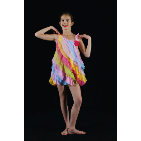 MR45 - Robe volants verticaux multicolores pastels