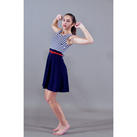 MR47B - Robe JP Gautier bleu marine et blanche