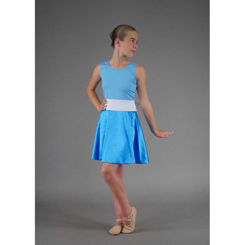 MR51 - Robe satin turquoise et blanche MR51 - Robe satin turquoise et blanche
