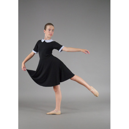 MR52 - Robe Claudine noire à col blanc