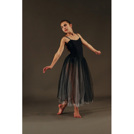 MTL6 - Jupe de tutu long gris et noir