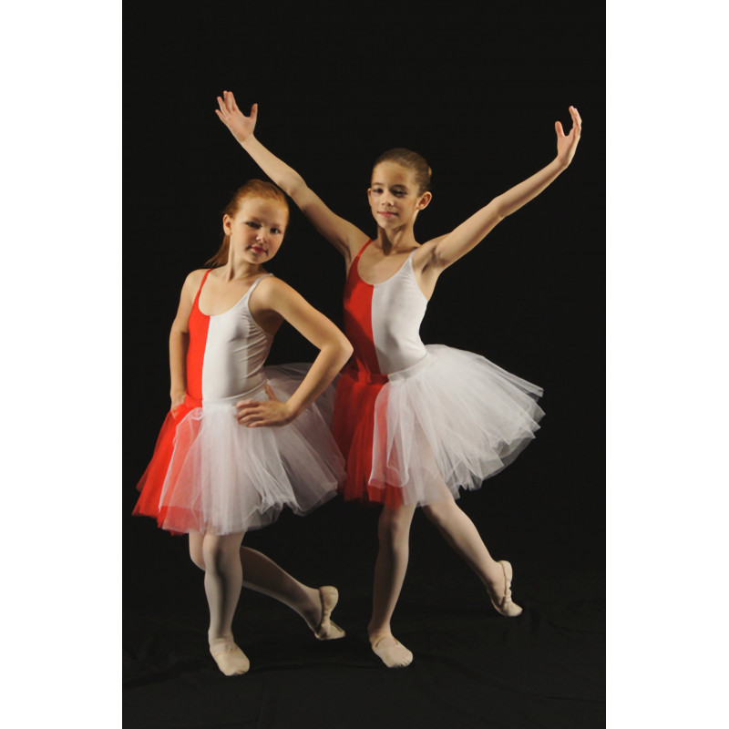 MTC15 - Jupe de tutu rouge et blanc avec justaucorps MTC15 - Jupe de tutu rouge et blanc avec justaucorps