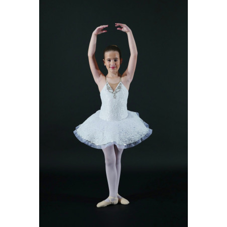 MTC20 - Tutu 1/2 plateau habillé blanc pailleté
