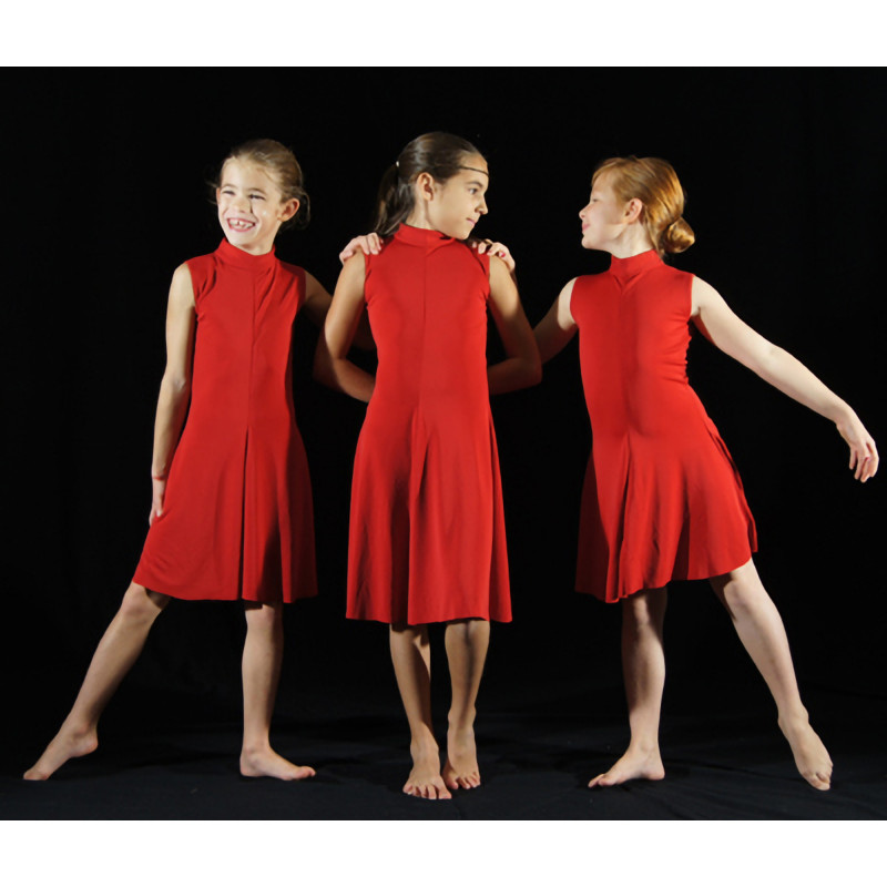 MRC7 - Robe 4 pans rouge sombre col mao MRC7 - Robe 4 pans rouge sombre col mao