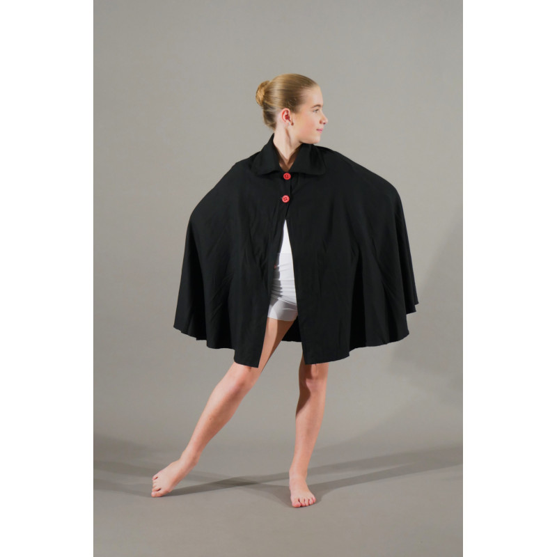 ACCC13N - Cape noire enfant avec boutons rouges ACCC13N - Cape noire enfant avec boutons rouges
