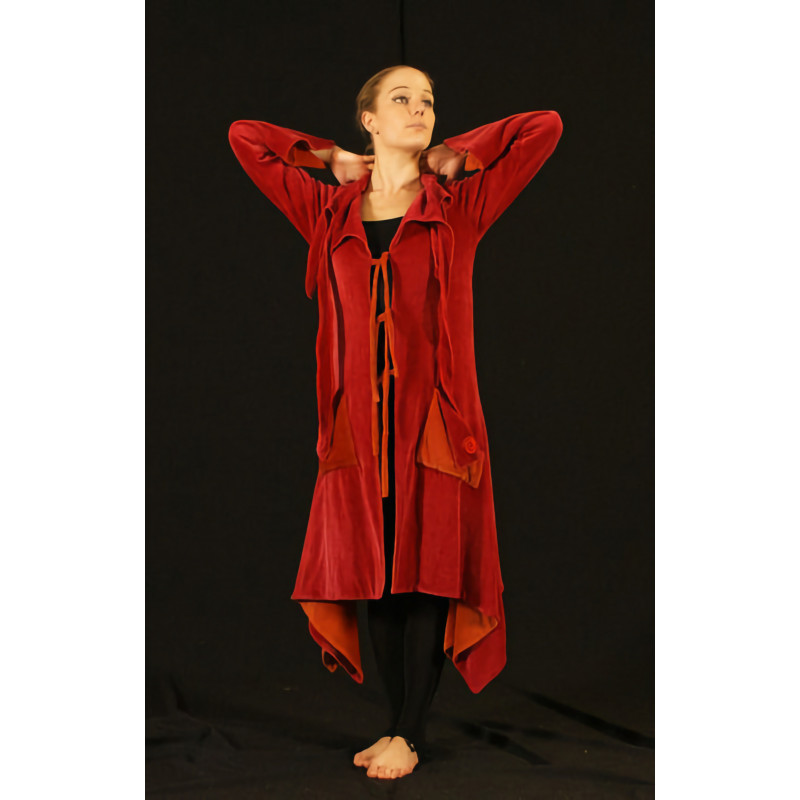 GV13 - Manteau velours rouge orange GV13 - Manteau velours rouge orange