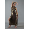 GRL18C - Robe longue col mao couleur bronze