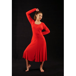 GRL35R - Robe longue rouge à manches