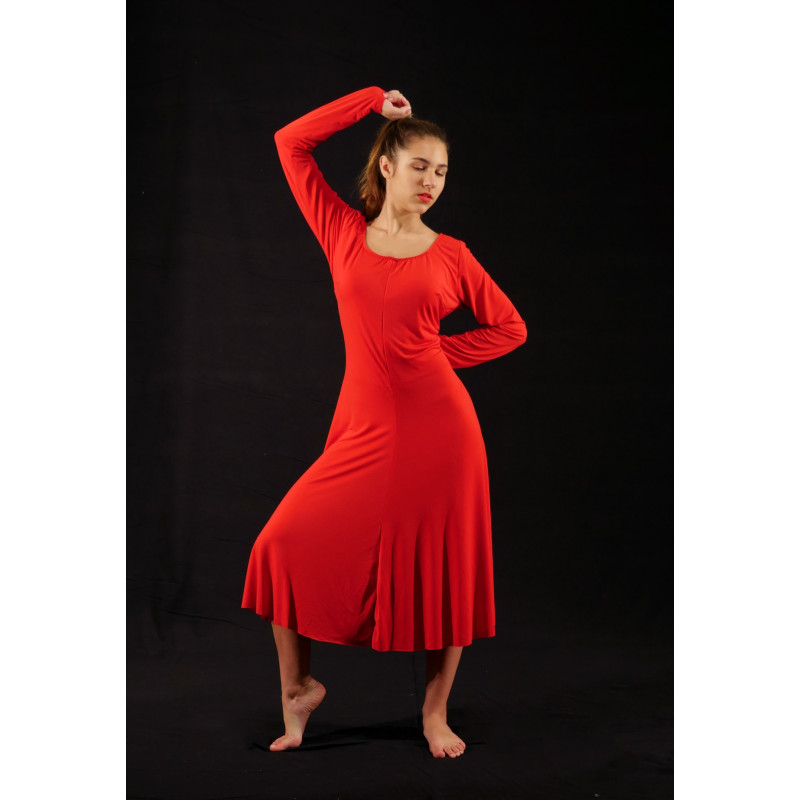 GRL35R - Robe longue rouge à manches GRL35R - Robe longue rouge à manches