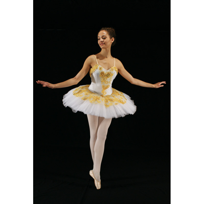 GTC1B - Tutu plateau blanc habillé or GTC1B - Tutu plateau blanc habillé or