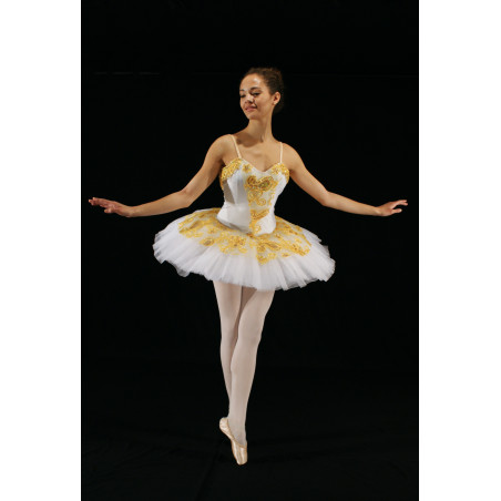 GTC1B - Tutu plateau blanc habillé or