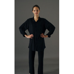 GH36A - Chemise homme noire en lycra cristal