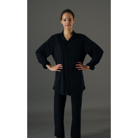 GH36A - Chemise homme noire en lycra cristal