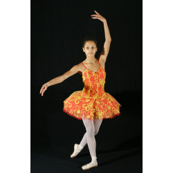 GTC7C - Tutu court rouge habillé or