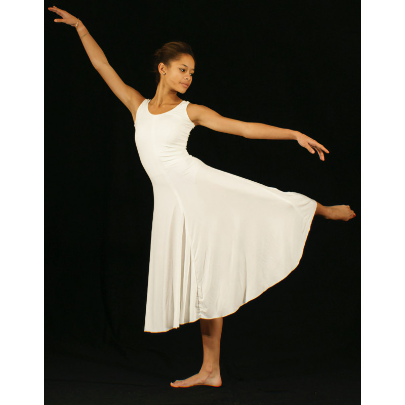 GRL24BIS - Robe longue lycra écru sans manches GRL24BIS - Robe longue lycra écru sans manches