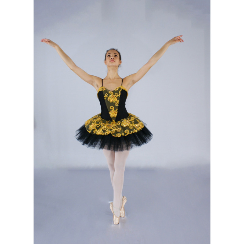 GTC15 - Tutu demi plateau noir habillé or GTC15 - Tutu demi plateau noir habillé or