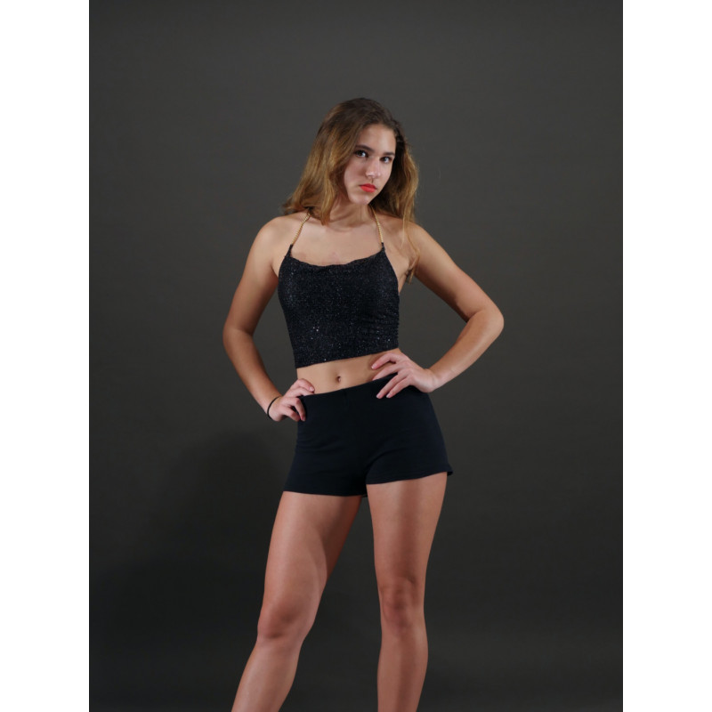 GH3F - Haut court habillé noir pailleté GH3F - Haut court habillé noir pailleté