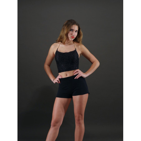 GH3F - Haut court habillé noir pailleté