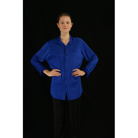 GH36C - Chemise homme bleu royal en lycra cristal