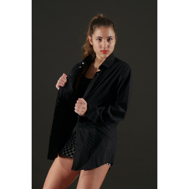 GH21K - Chemise noire femme stretch GH21K - Chemise noire femme stretch