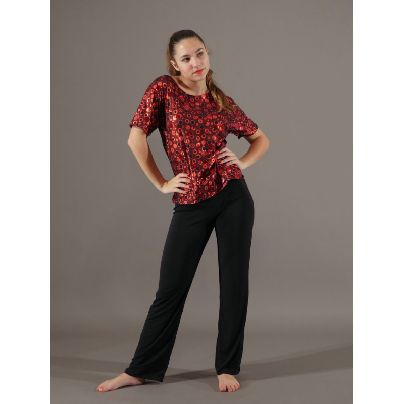 GEP40 - Ensemble homme pantalon noir avec tee-shirt à paillettes rouges GEP40 - Ensemble homme pantalon noir avec tee-shirt à paillettes rouges