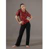 GEP40 - Ensemble homme pantalon noir avec tee-shirt à paillettes rouges