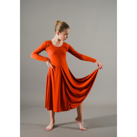 MRL7 - Robe brique 4 pans à manches