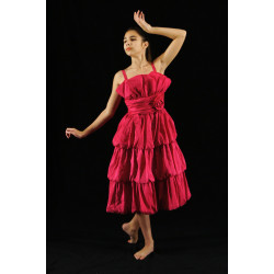 MR12A - Robe cocktail Fuchsia à volants