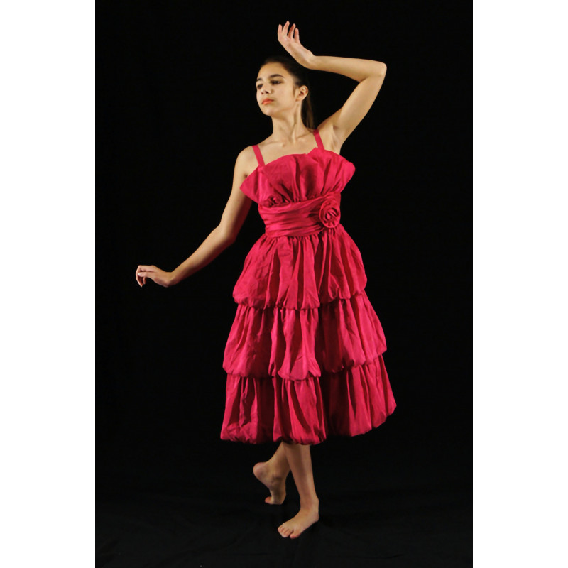MR12A - Robe cocktail Fuchsia à volants MR12A - Robe cocktail Fuchsia à volants