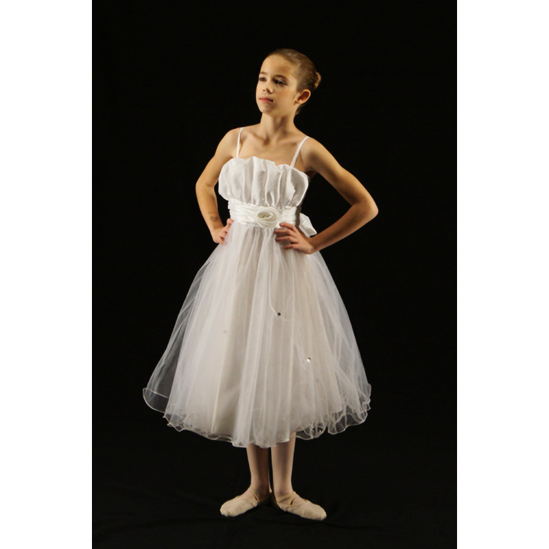 MR12B - Robe cocktail blanche en tulle
