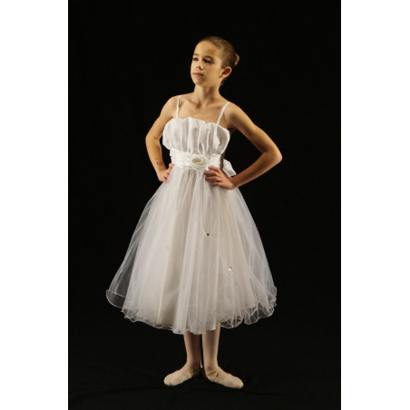 MR12B - Robe cocktail blanche en tulle