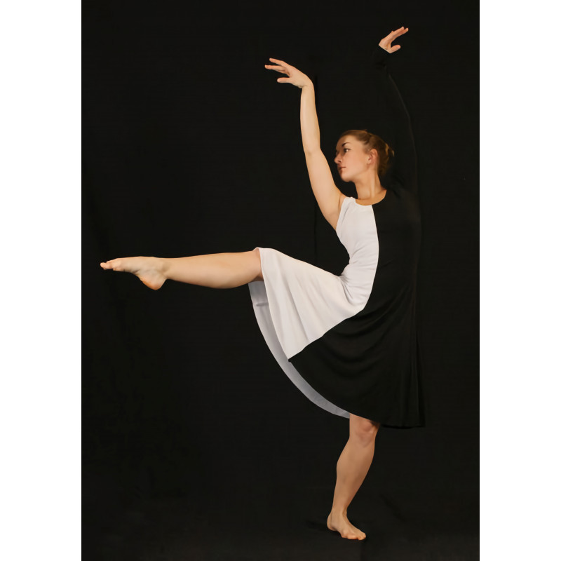 MR19B - Robe noire et blanche une manche MR19B - Robe noire et blanche une manche