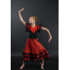 MR29BIS - Robe flamenco rouge à volants noirs