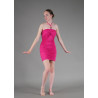 MRC17A - Robe lycra froncé fuschia