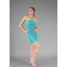 MRC17B - Robe froncée lycra bleu turquoise