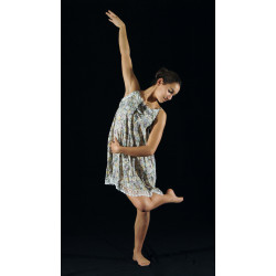 MRC16D - Robe tunique liberty taupe, jaune et vert