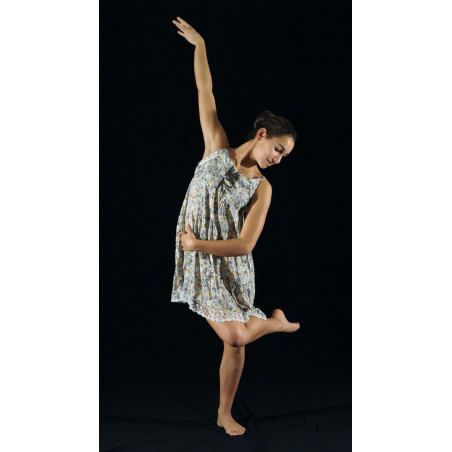MRC16D - Robe tunique liberty taupe, jaune et vert